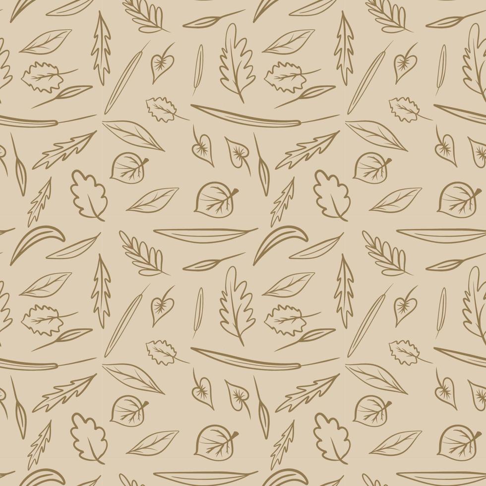 seamless autumn pattern with leaves. background, wallpaper. print for fabric, wrapping paper.yellow,brown color vector