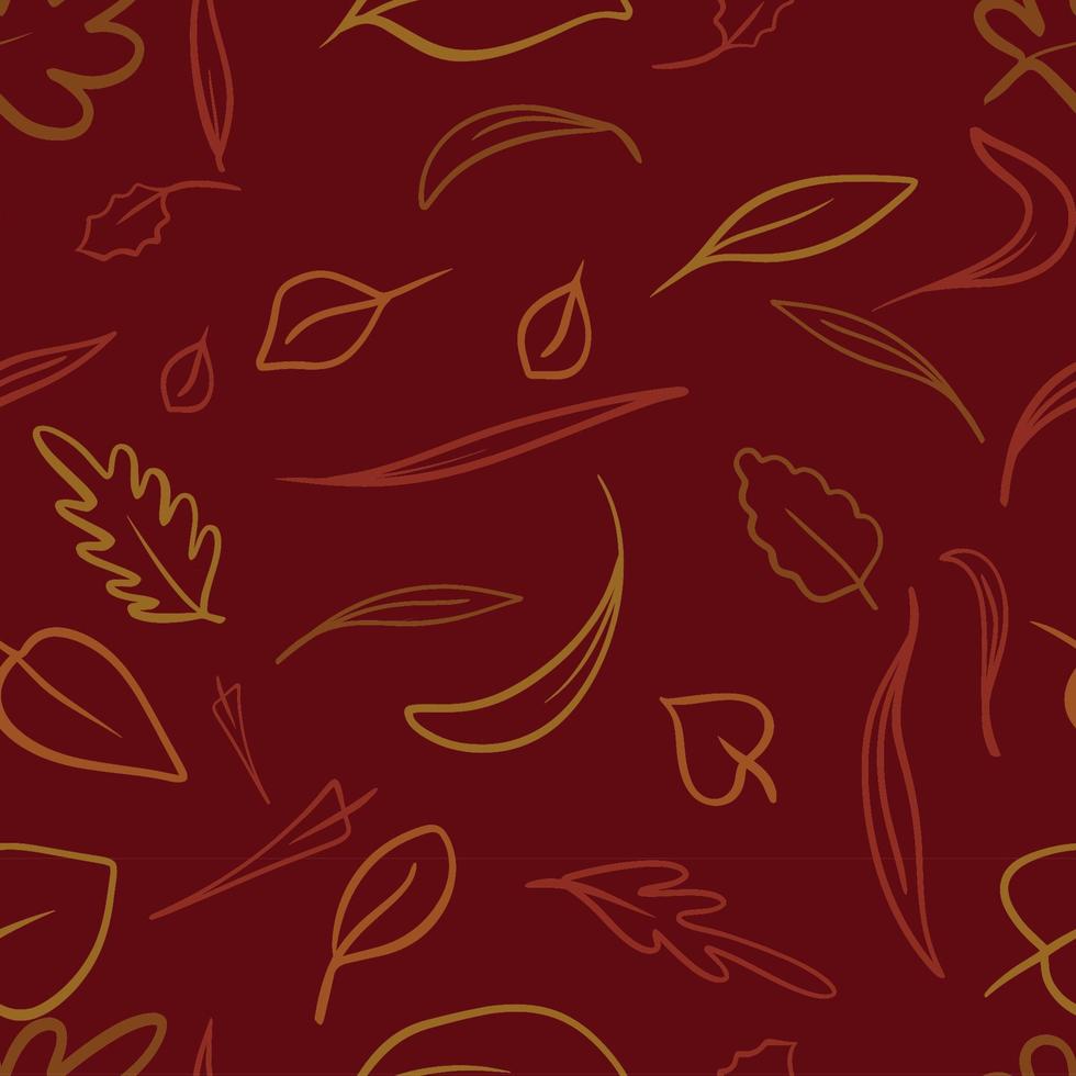 seamless autumn pattern with leaves. wallpaper. print for fabric, wrapping paper. red background vector