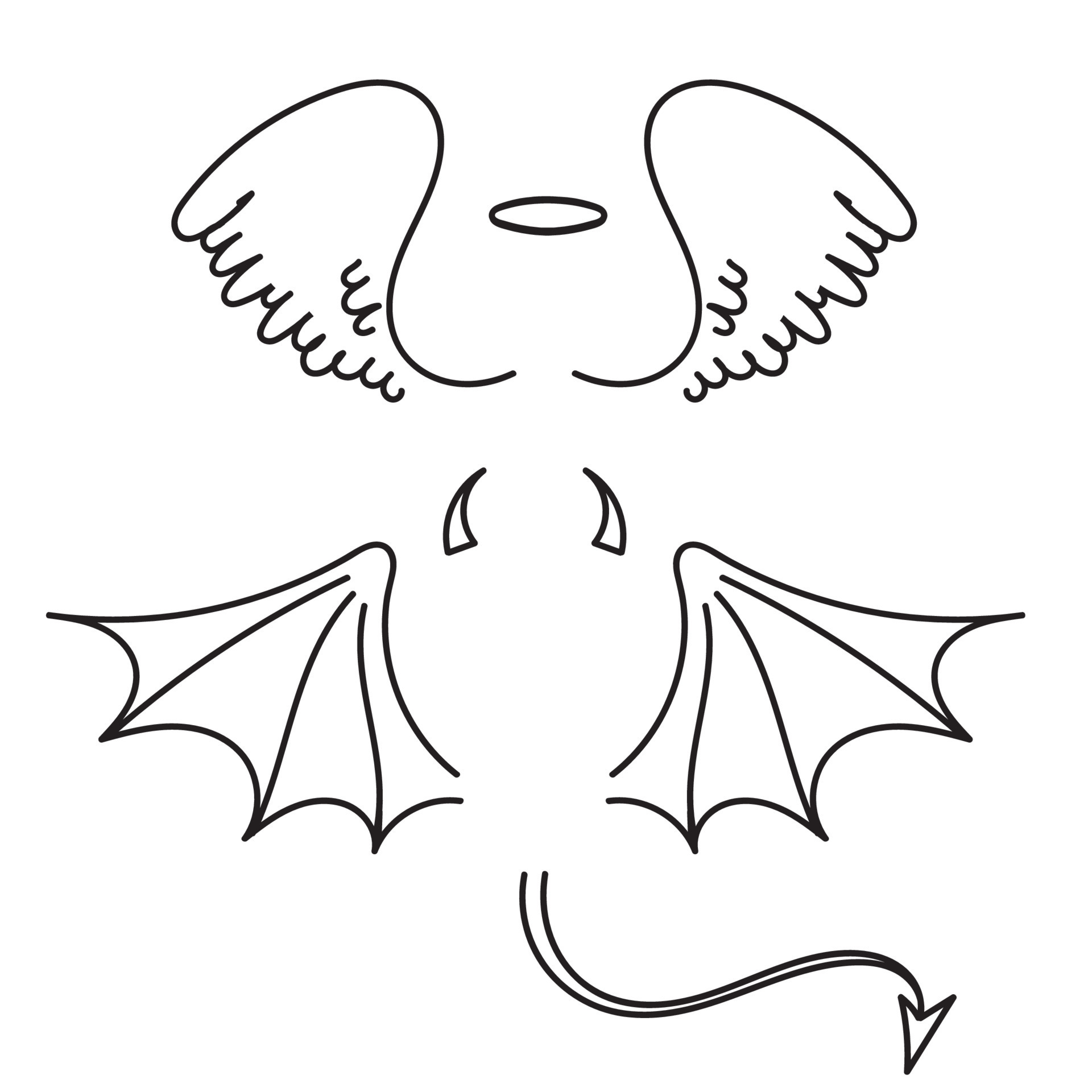 hand drawn doodle angel and demon wings illustration vector 11513001 Vector  Art at Vecteezy