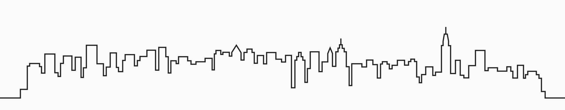 Modern City Skyline outline drawing on white background. vector
