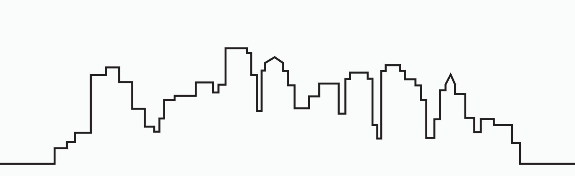 Modern City Skyline outline drawing on white background. vector