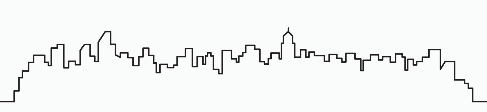 Modern City Skyline outline drawing on white background. vector