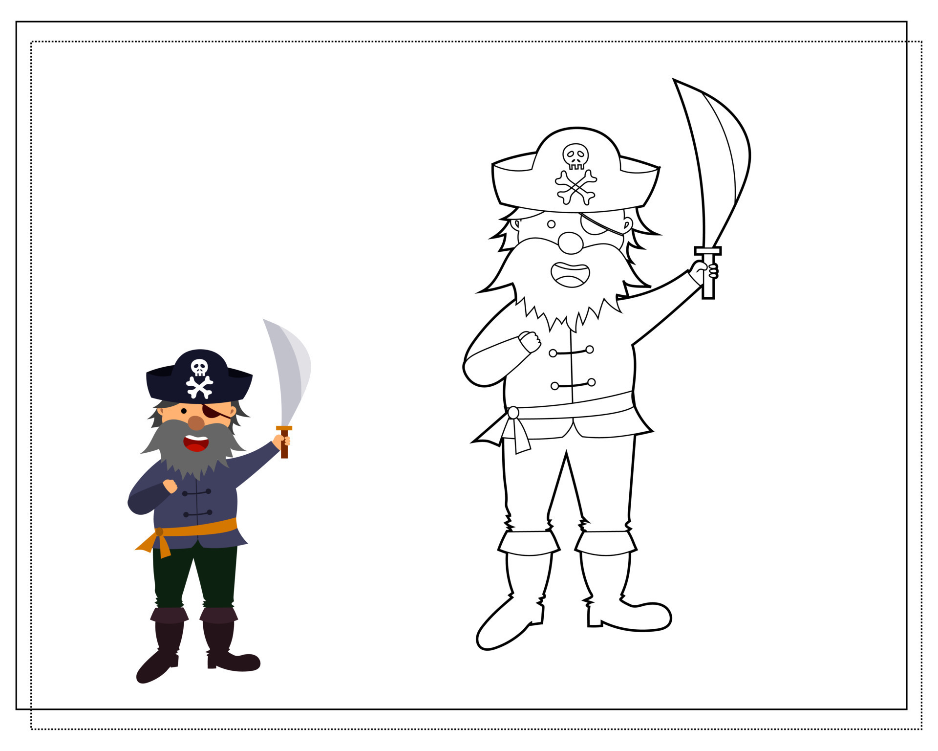 Coloring book for kids, cartoon pirate. Vector isolated on a white  background. 11513032 Vector Art at Vecteezy