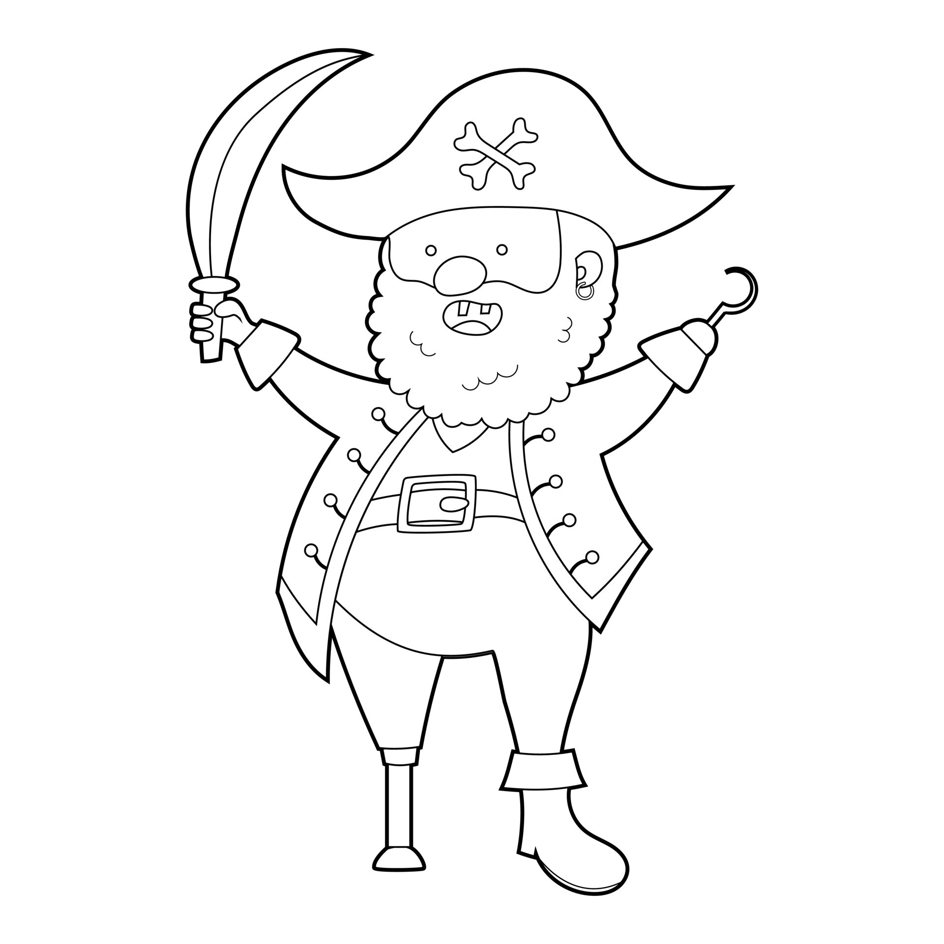 Coloring book for kids, cartoon pirate with a wooden leg. Vector isolated  on a white background. 11513038 Vector Art at Vecteezy