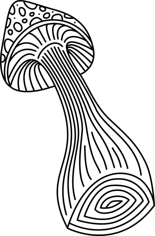 hongo psicodélico dibujo vectorial contorno shroom vector
