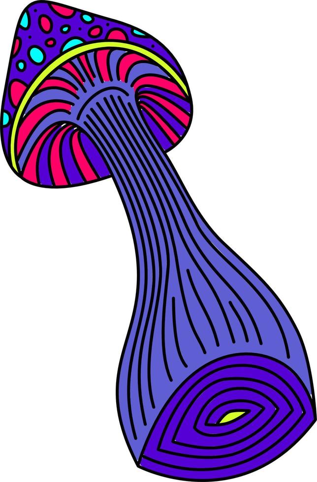 Psychedelic Mushroom Vector Drawing Color Shroom