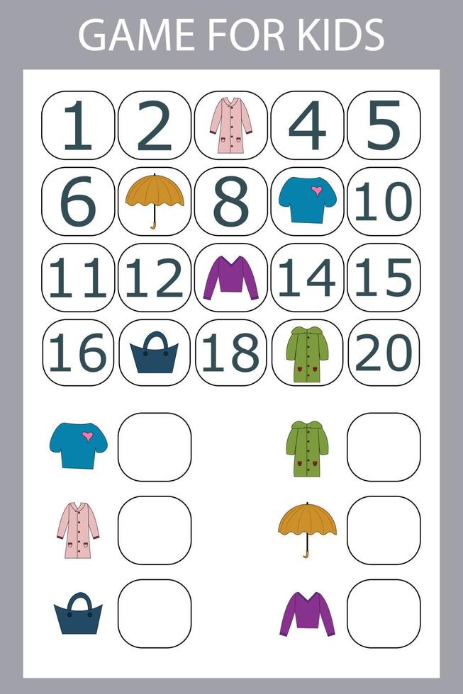 Math educational game for kids. Fill in the line, write the missing numbers vector