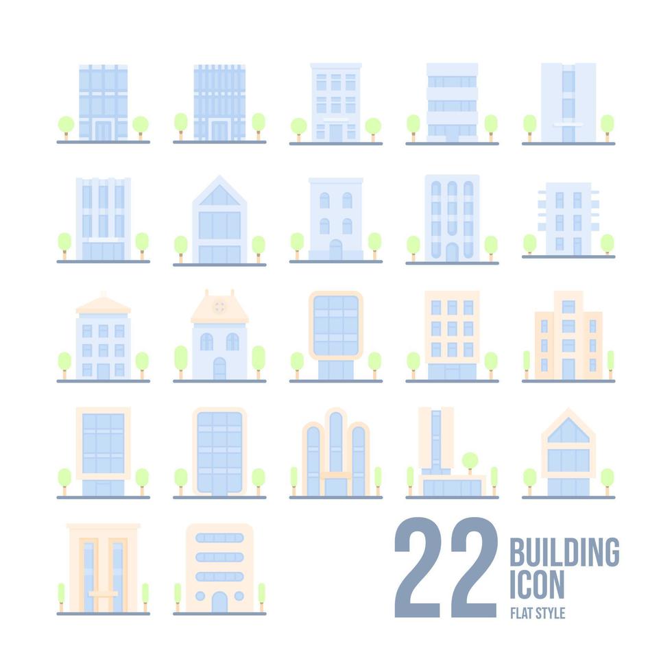 Building Icon Set In Flat Style vector