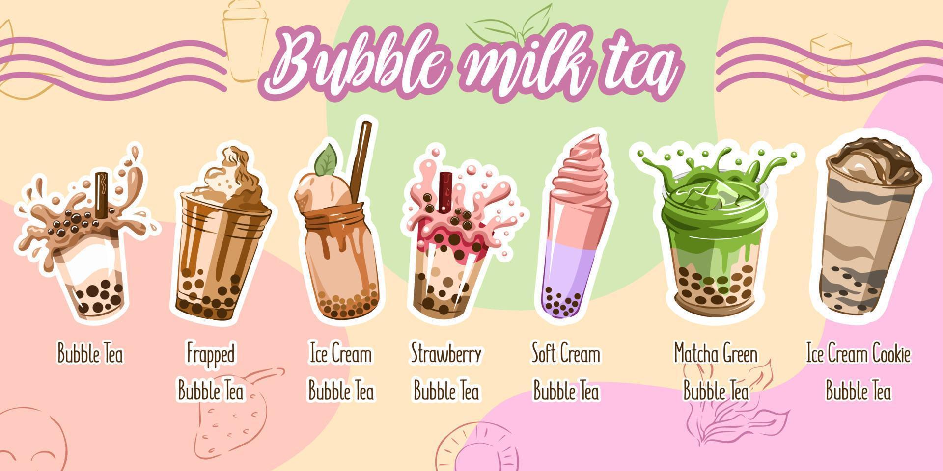 Bubble tea vector set collection graphic clipart design