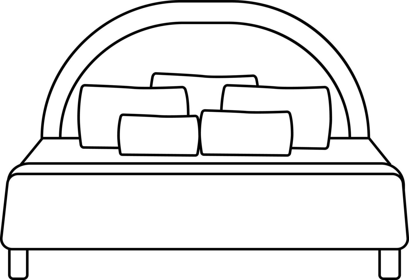 A bed with an oval headboard. vector