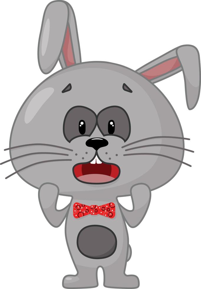 A frightened gray rabbit. Vector illustration