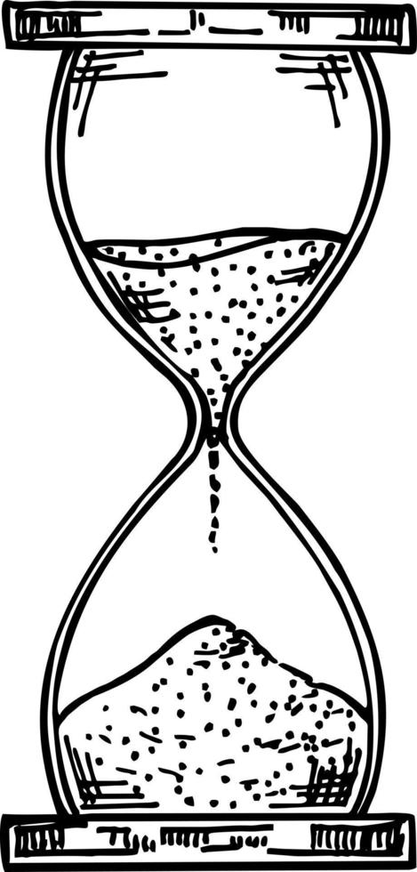 ilustración de dibujo vectorial de reloj de arena. vaso de arena, dibujado a mano vector