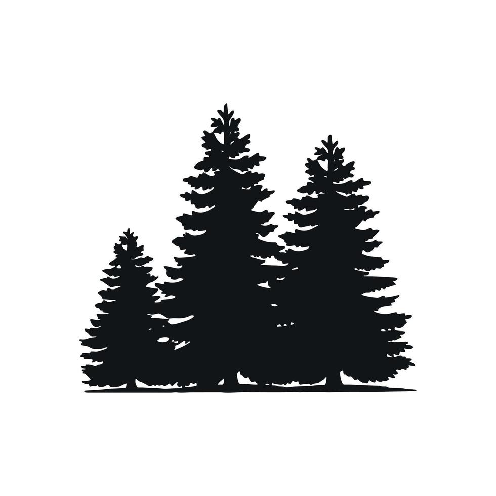 Illustration of pine tree silhouette isolated on white background vector