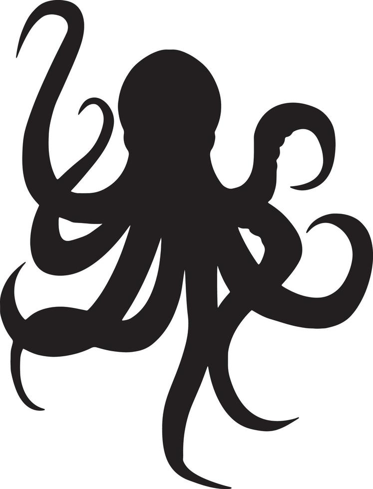 Silhouette of Octopus Vector in a Flat Style