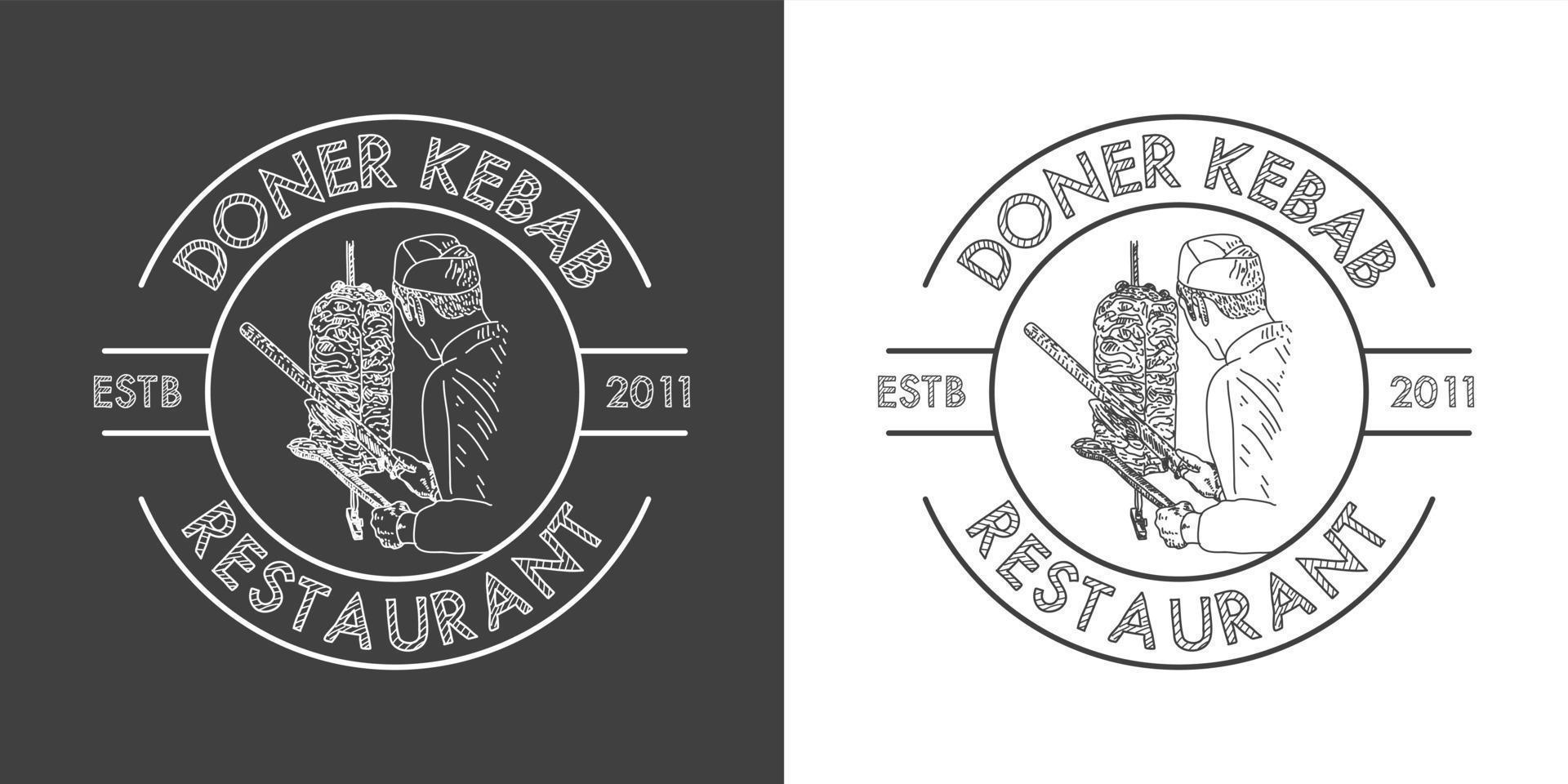 logotipo de doner kebab para restaurantes y mercados. vector