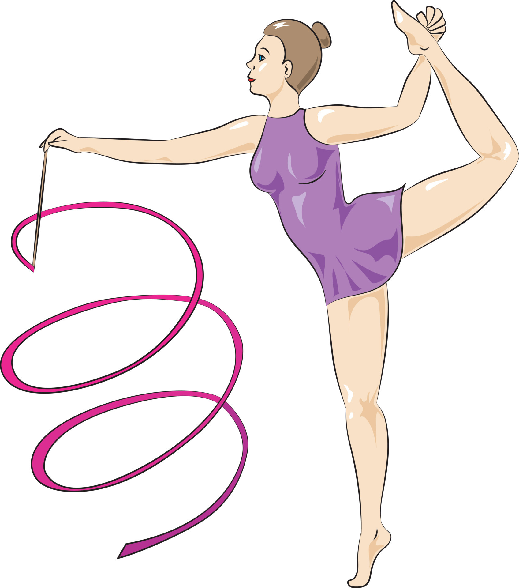 Gimnasta Joven Con Cinta De Color Para Gimnasia Rítmica Ilustraciones svg,  vectoriales, clip art vectorizado libre de derechos. Image 74323390