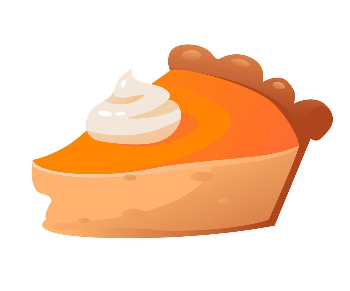 A piece of pumpkin pie. Homemade cakes. Vector illustration