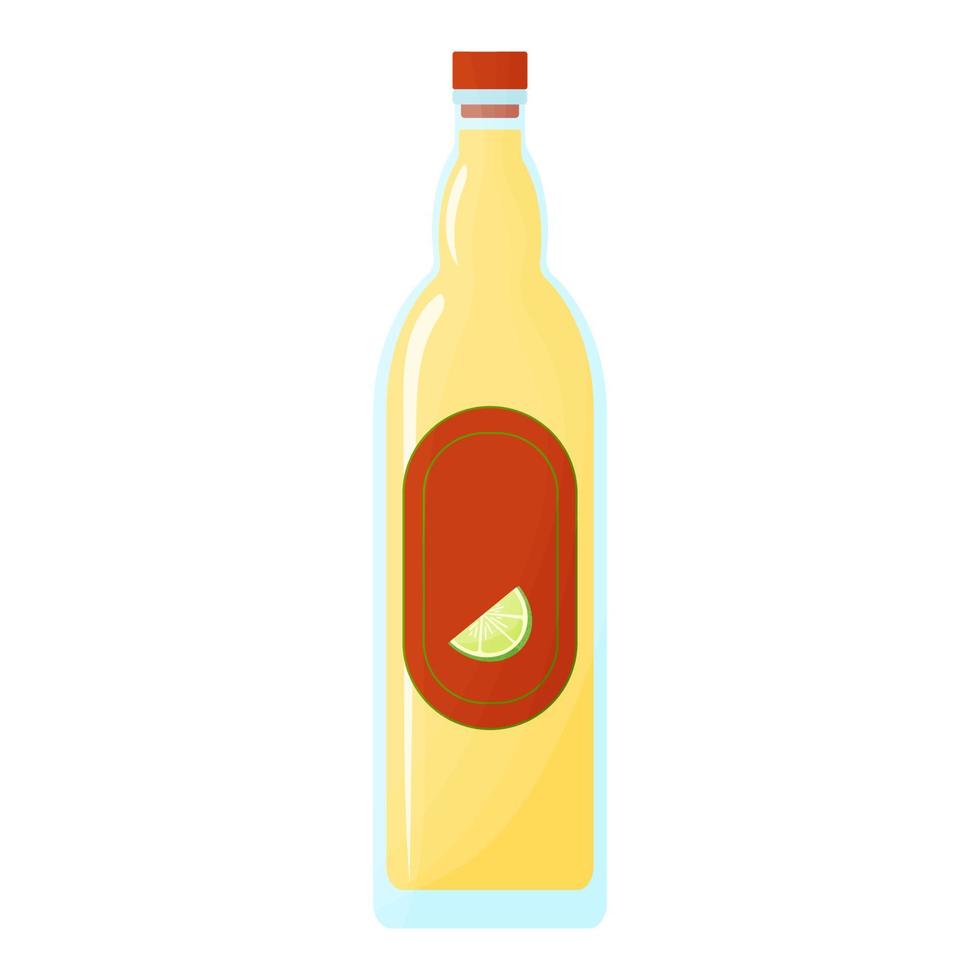 Cartoon tequila bottle vector illustration isolated on white background