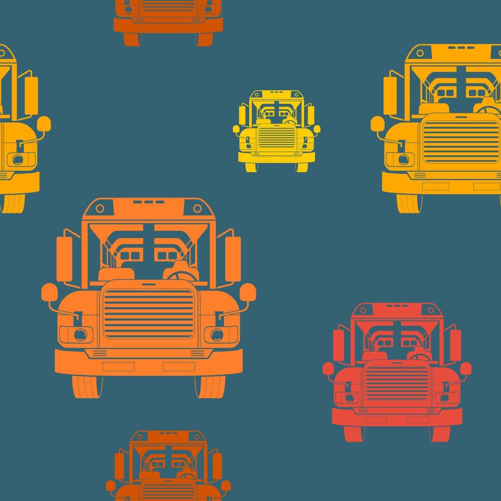Editable Flat Monochrome Style Front View School Bus Vector Illustration With Various Colors Seamless Pattern for Creating Background of Transportation Vehicle or School and Education Related Design
