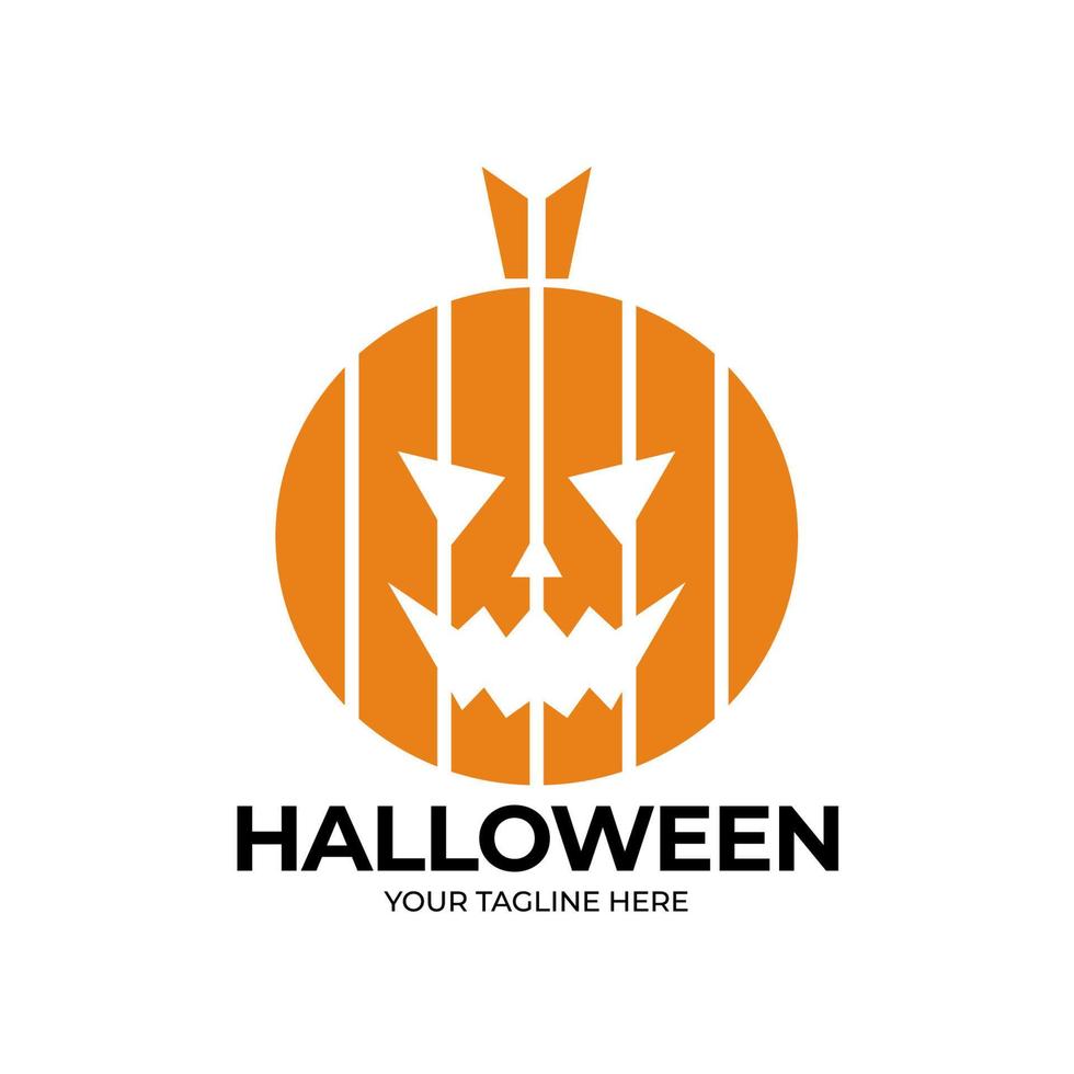 Halloween Logo for your design with hand drawn pumpkin vector illustration. This illustration can be used as a greeting card, poster or print