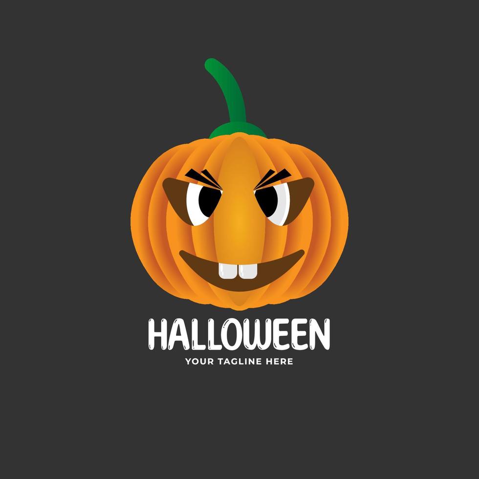 logotipo de halloween para su diseño con ilustración vectorial de calabaza dibujada a mano. esta ilustración se puede utilizar como tarjeta de felicitación, afiche o impresión vector