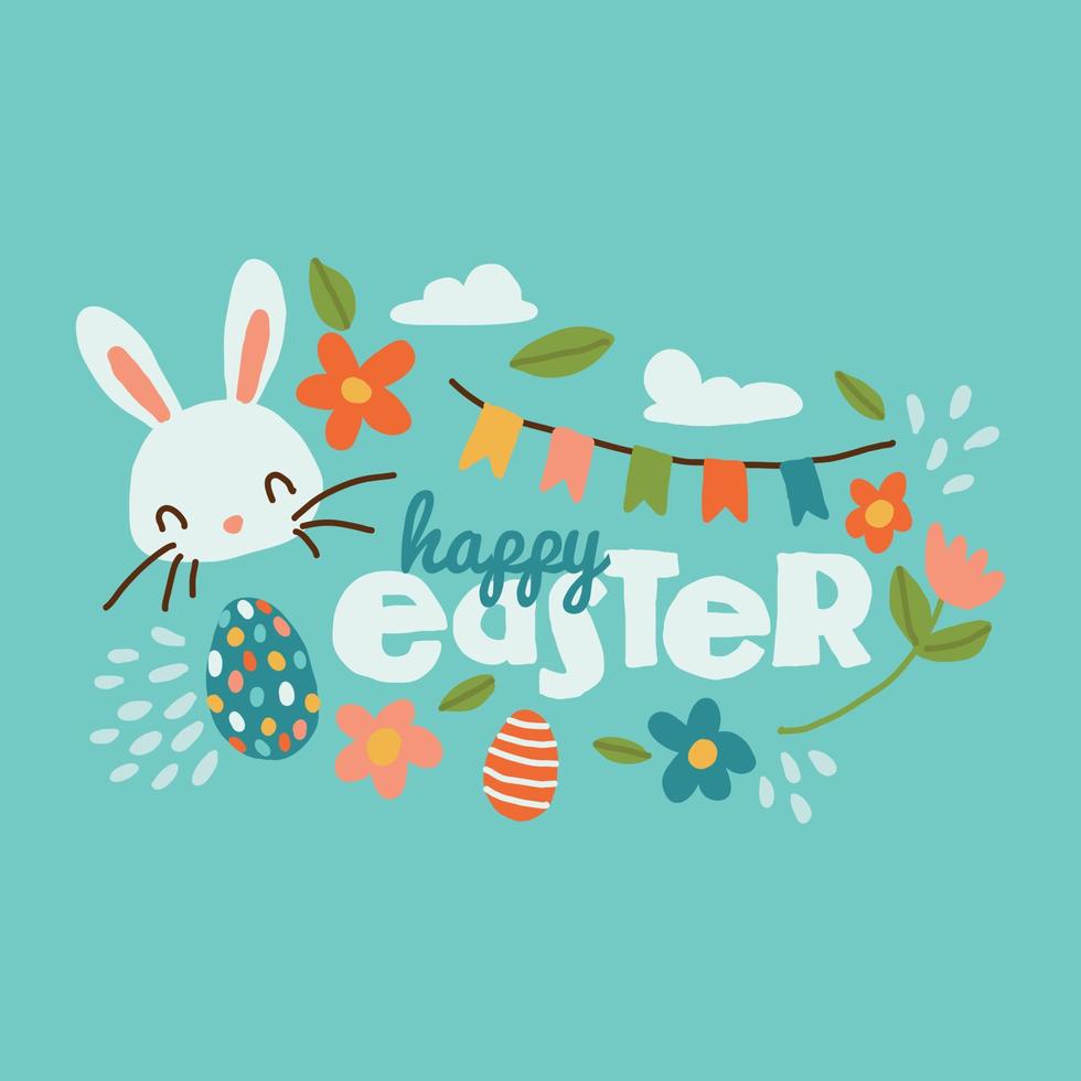 Cute Happy Easter Greeting Card vector