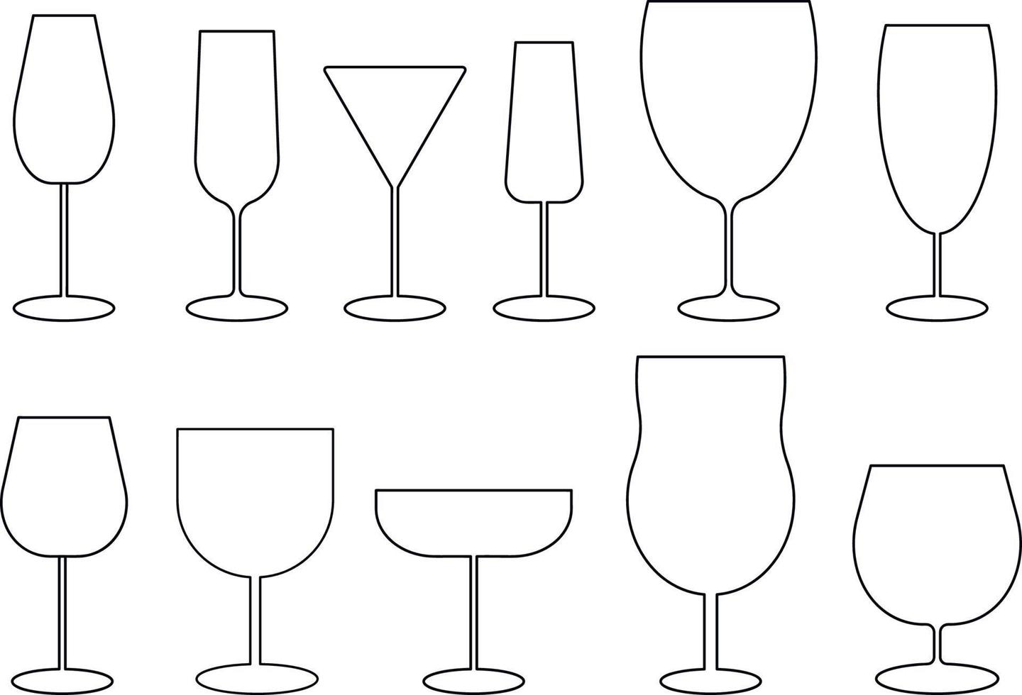 Glases. Wine and coctails vector