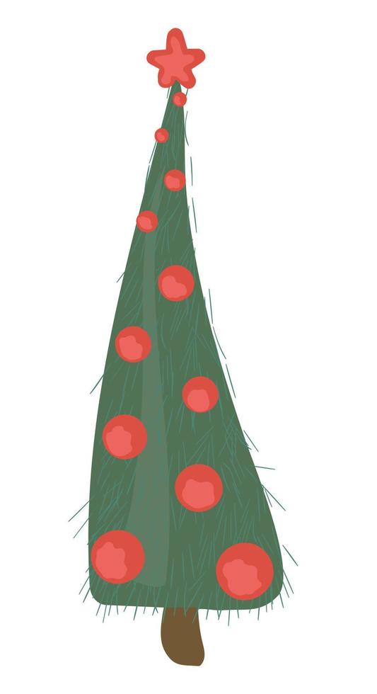 Lindo árbol de Navidad ilustración vectorial aislado sobre fondo blanco. vector