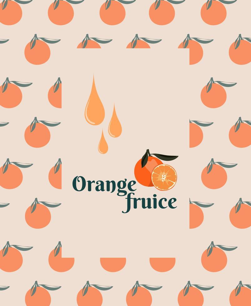 Seamless Orange pattern with tropic fruits vector