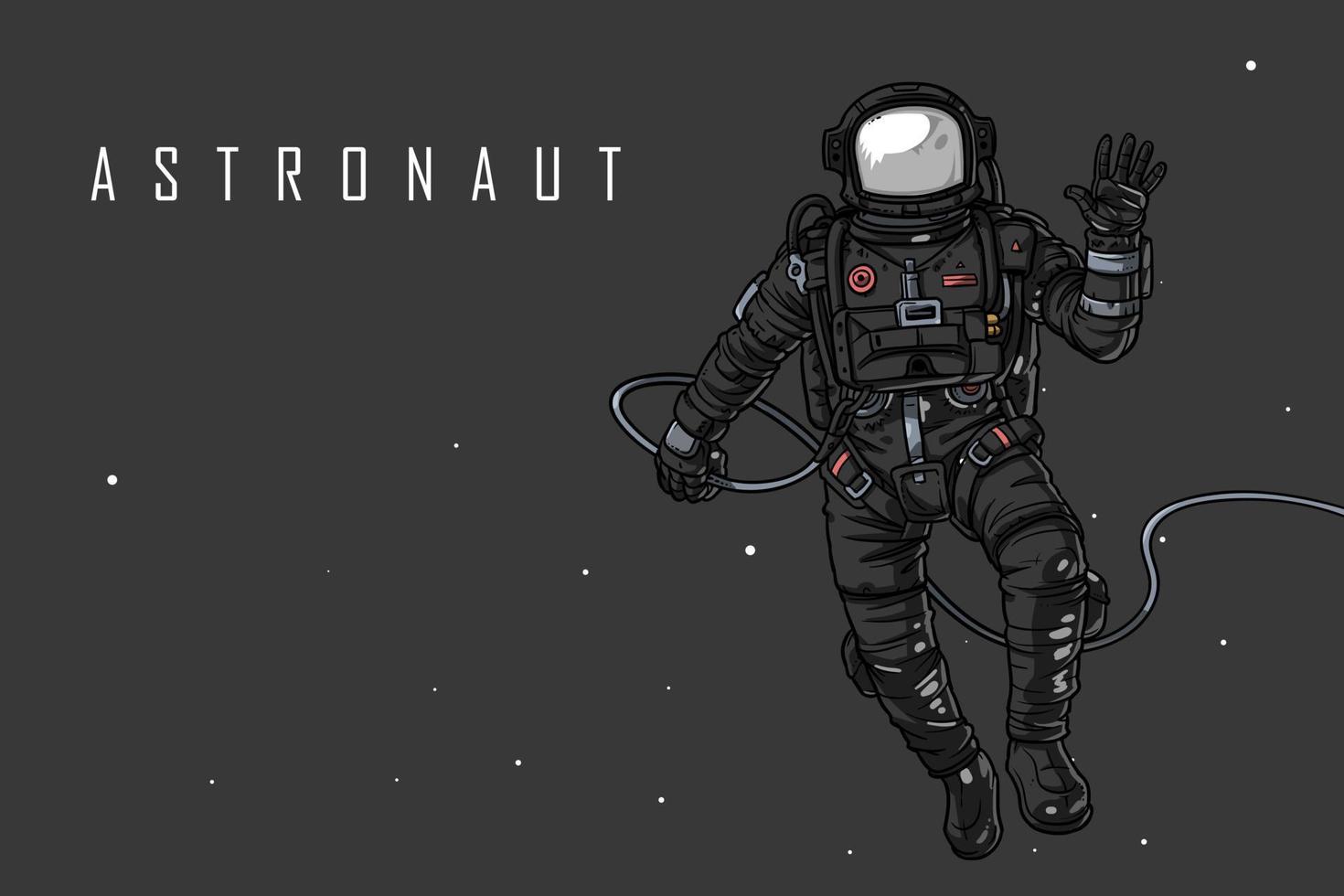 astronauta o cosmonauta en la ilustración de vector de espacio abierto.