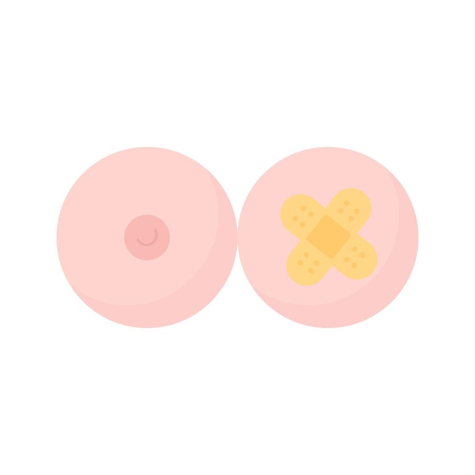 Women's breasts with a band-aid on one breast in honor of World Breast Cancer Day vector