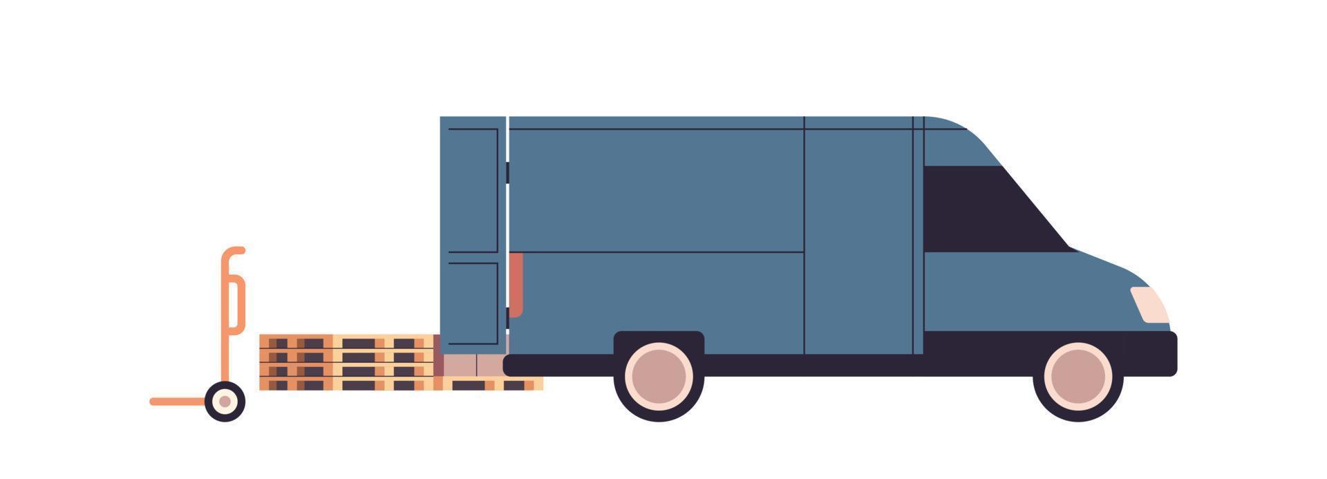 Logistic transportation truck and delivery flat vector illustration.