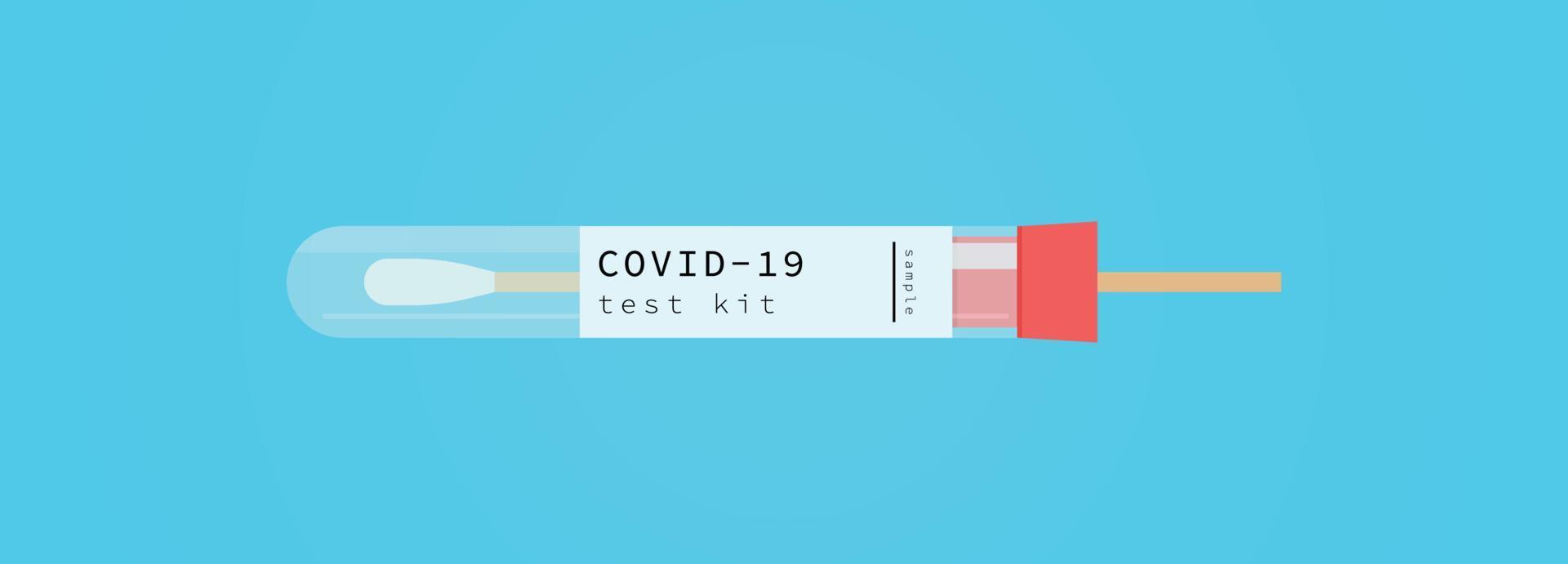 Vaccine bottle and coronavirus pandemic test flat vector illustration.