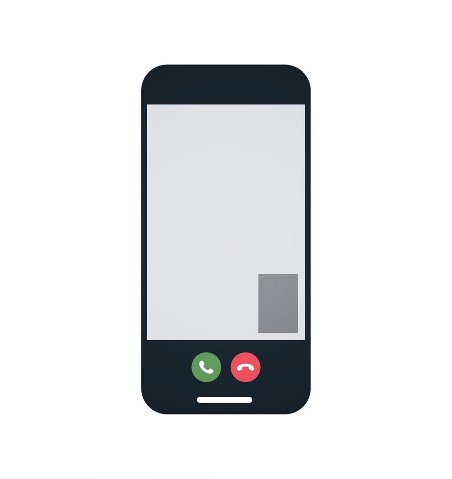 Video call screen on smartphone and technology flat vector illustration.