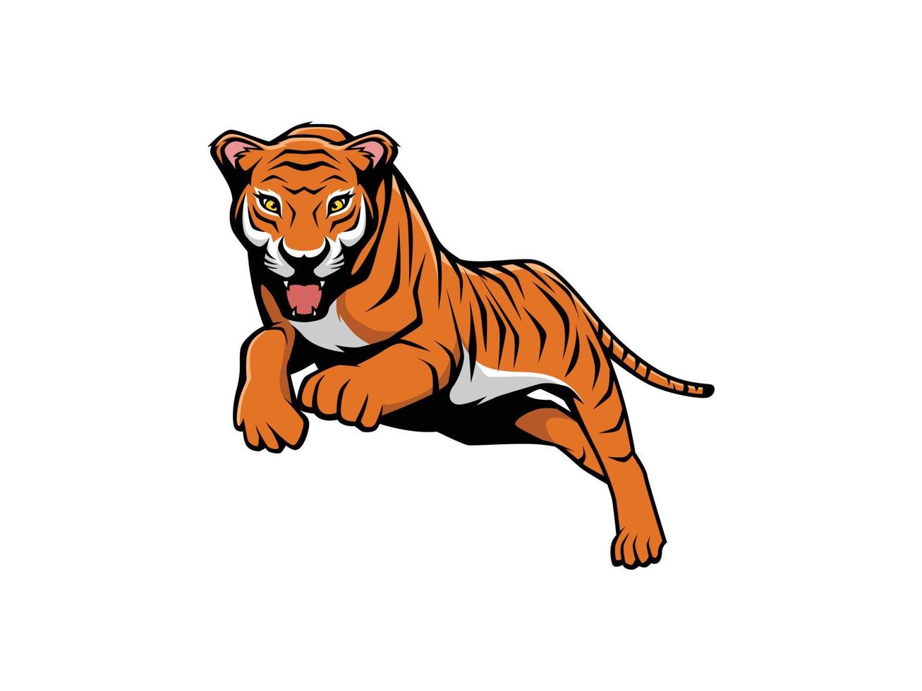 ilustración de salto de tigre, logotipo de mascota, vector, ilustración vector