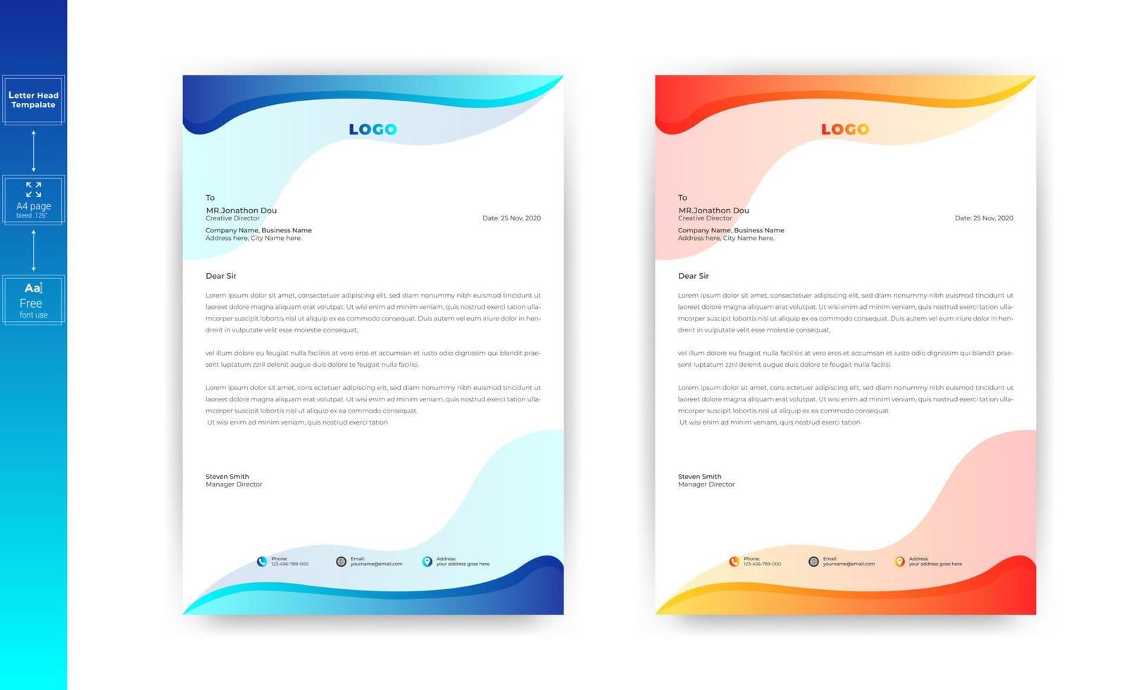 Simple creative modern business style letterhead templates design. vector