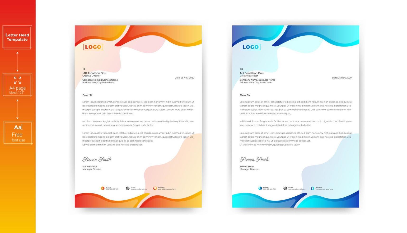 Simple creative modern business style letterhead templates design. Letterhead design for your project, Vector design illustration.