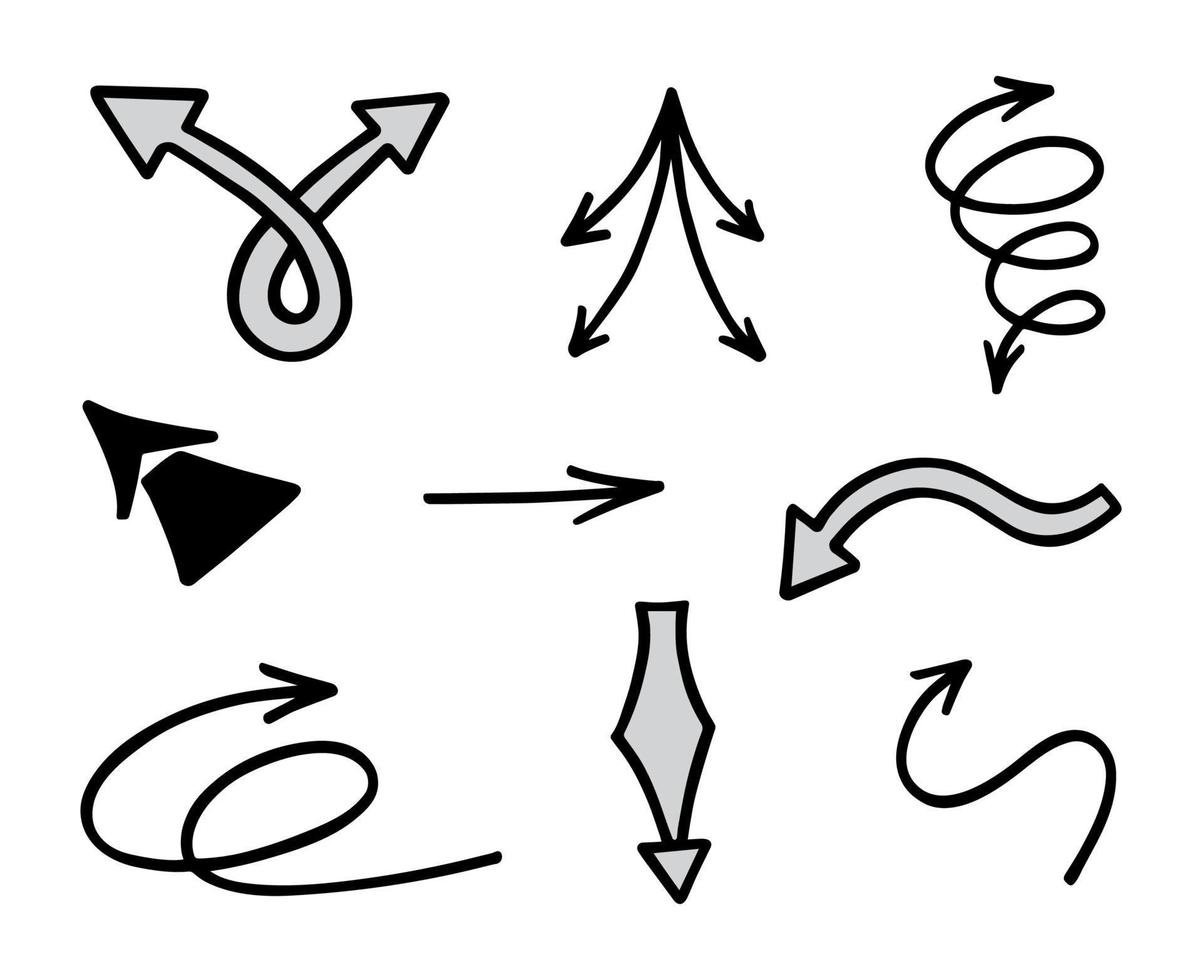 Vector set of hand drawn arrows, elements for presentation