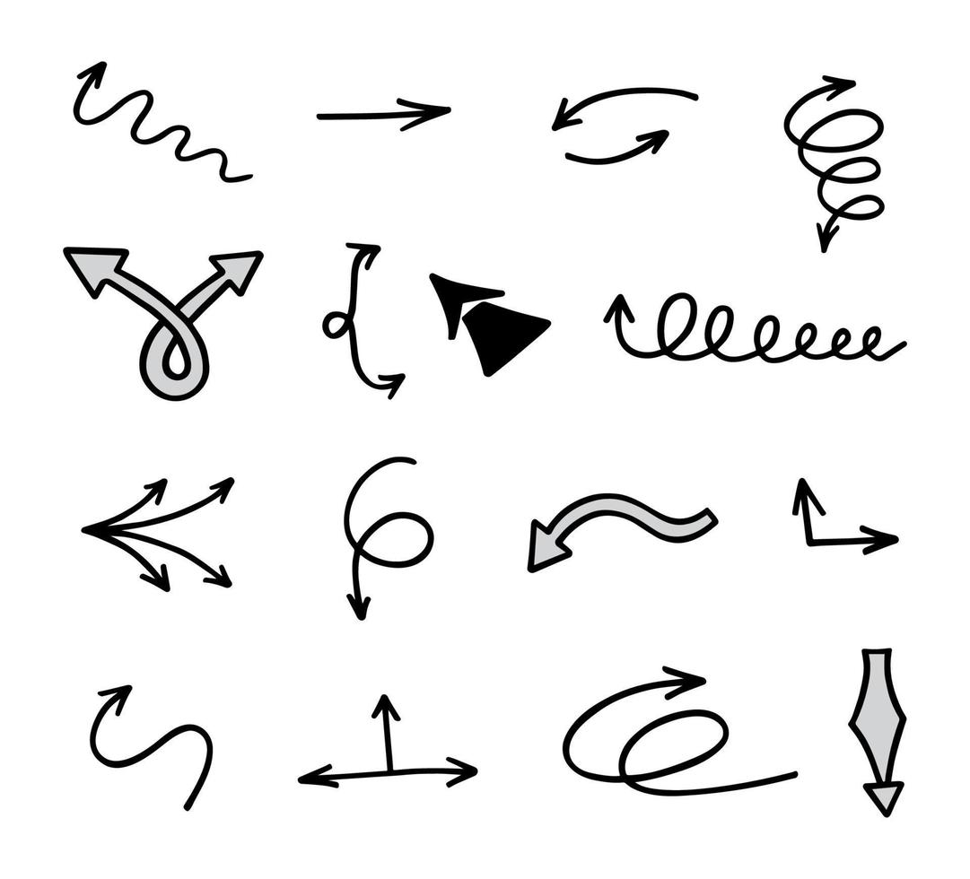 conjunto vectorial de flechas dibujadas a mano, elementos para la presentación vector