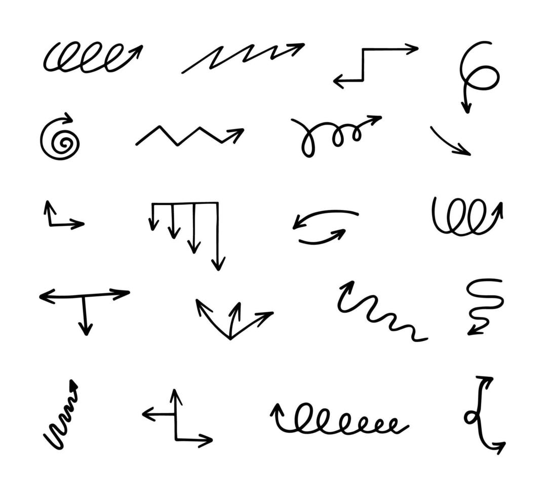 Vector set of hand drawn arrows, elements for presentation