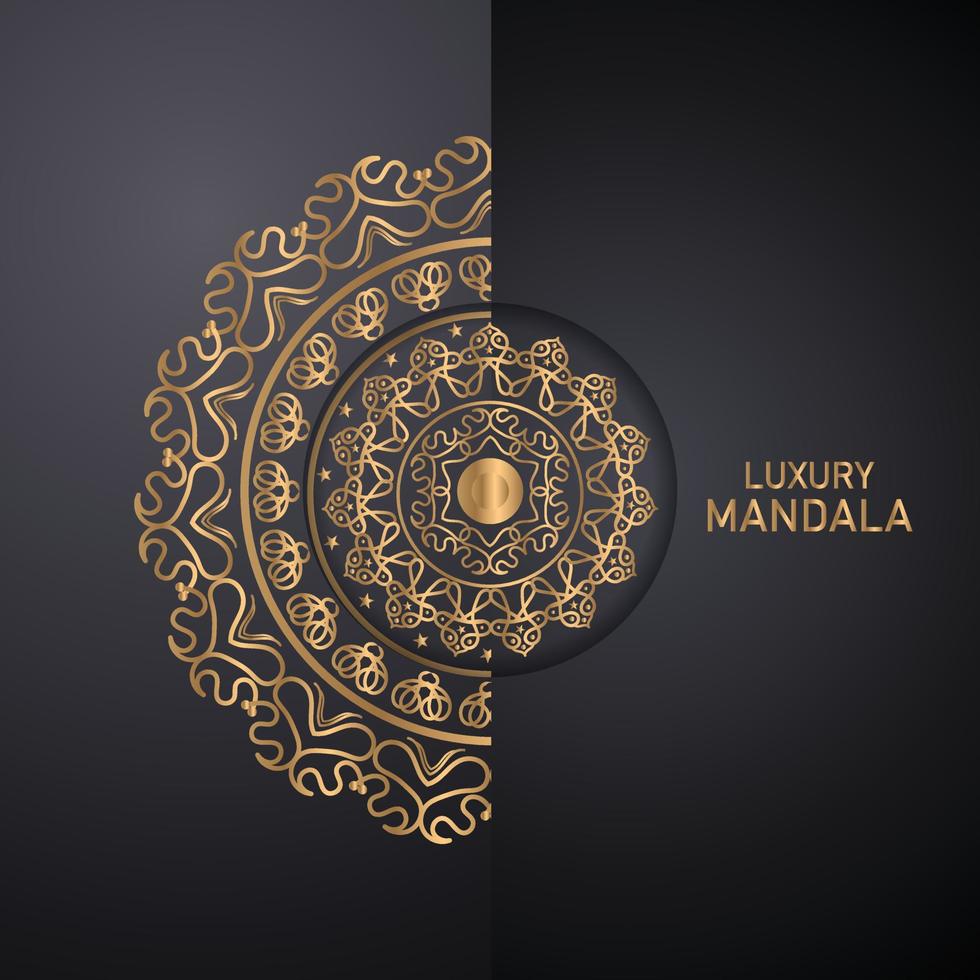 Luxury mandala islamic background with arabesque pattern, oranamental background wedding card cover design vector