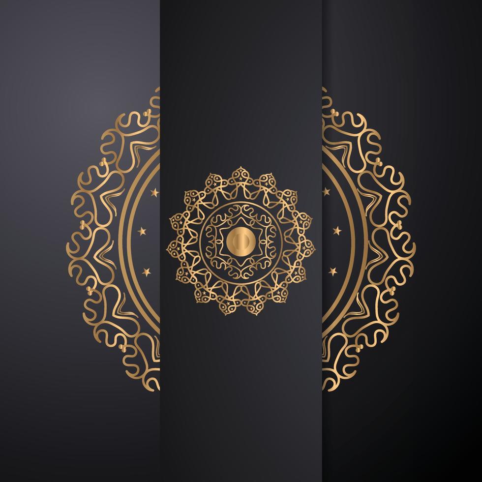 fondo de mandala de lujo con patrón arebesque dorado adorno de estilo oriental invitación elegante tarjeta de boda, invitación, banner de portada de fondo, diseño de ilustración vectorial de estilo lujoso colorido vector