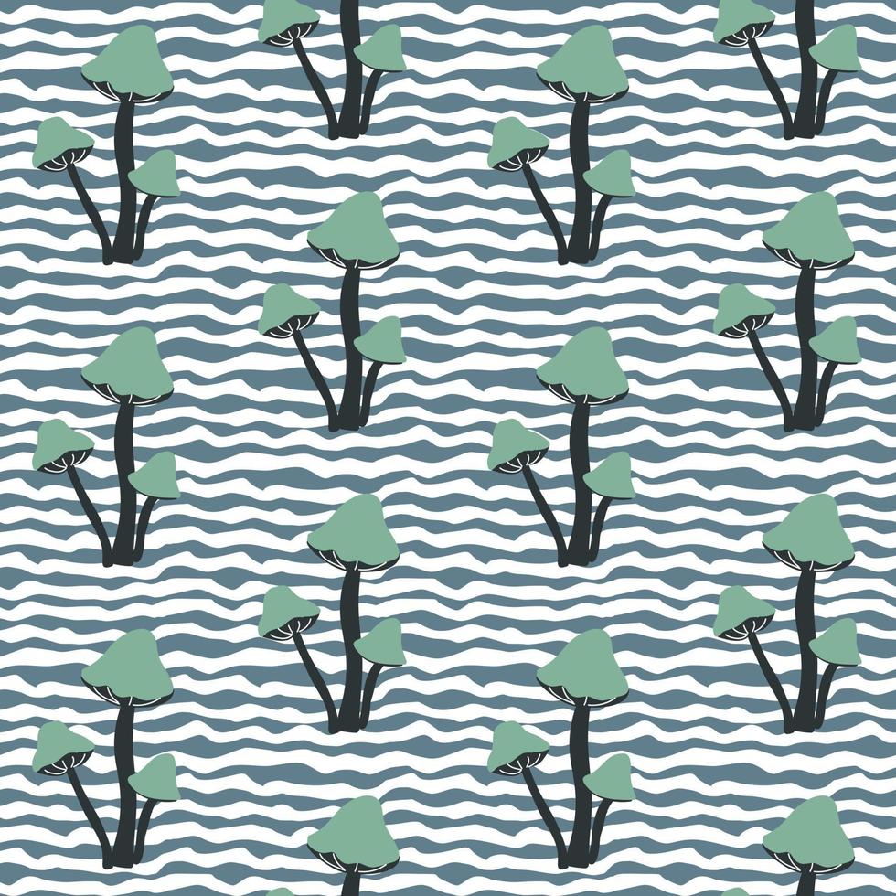 Mushroom with abstract wave effect seamless vector pattern. Design for use background Textile all over fabric print wrapping paper and others.