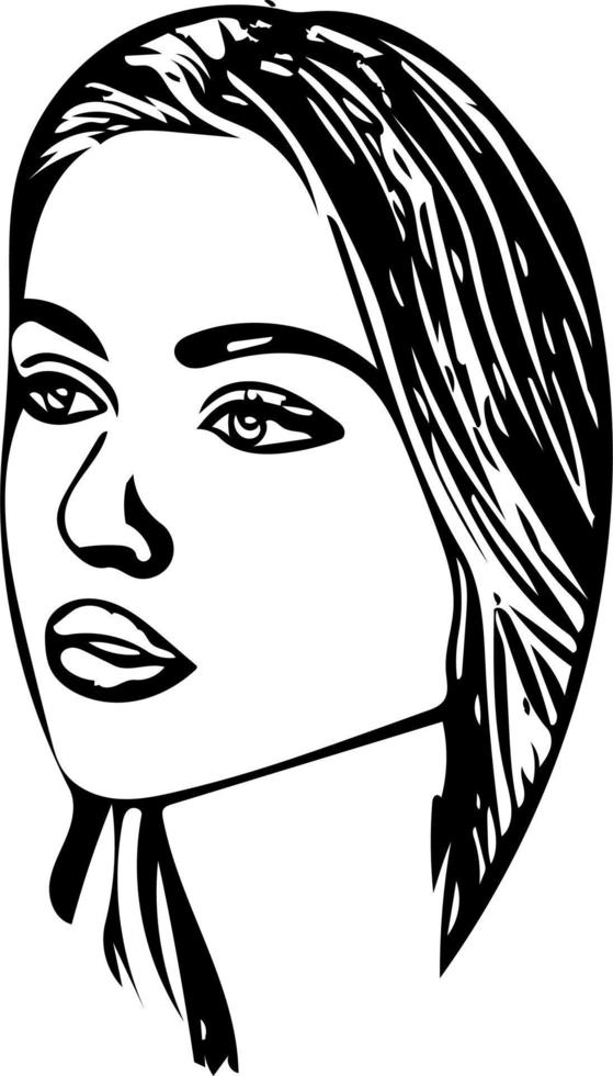 Beautiful Girls Face Line Illustration Art vector