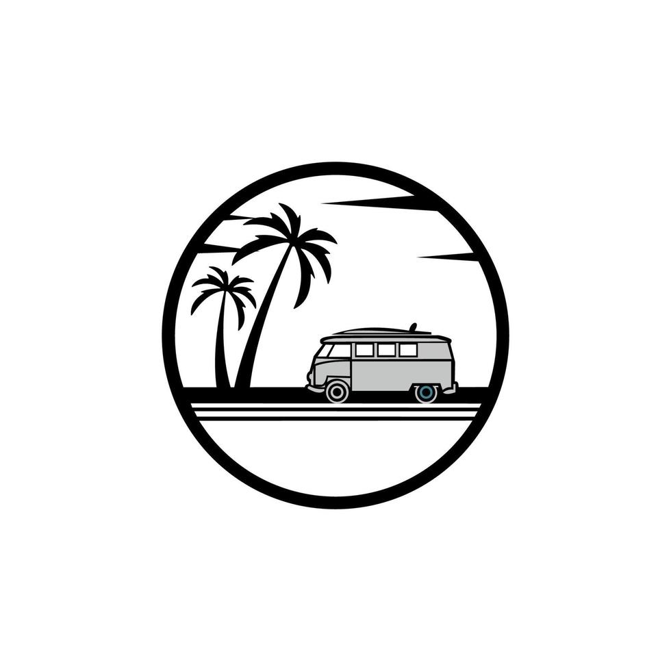 summer beach logo vector illustration. Logo Sign Label for Promotion Ads t shirt or sticker Poster Vector Image