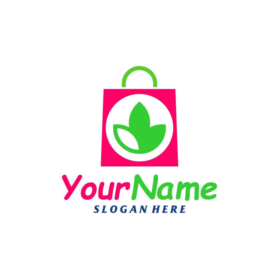 Nature Shop Logo Design Template. Leaf Shop logo concept vector. Creative Icon Symbol vector