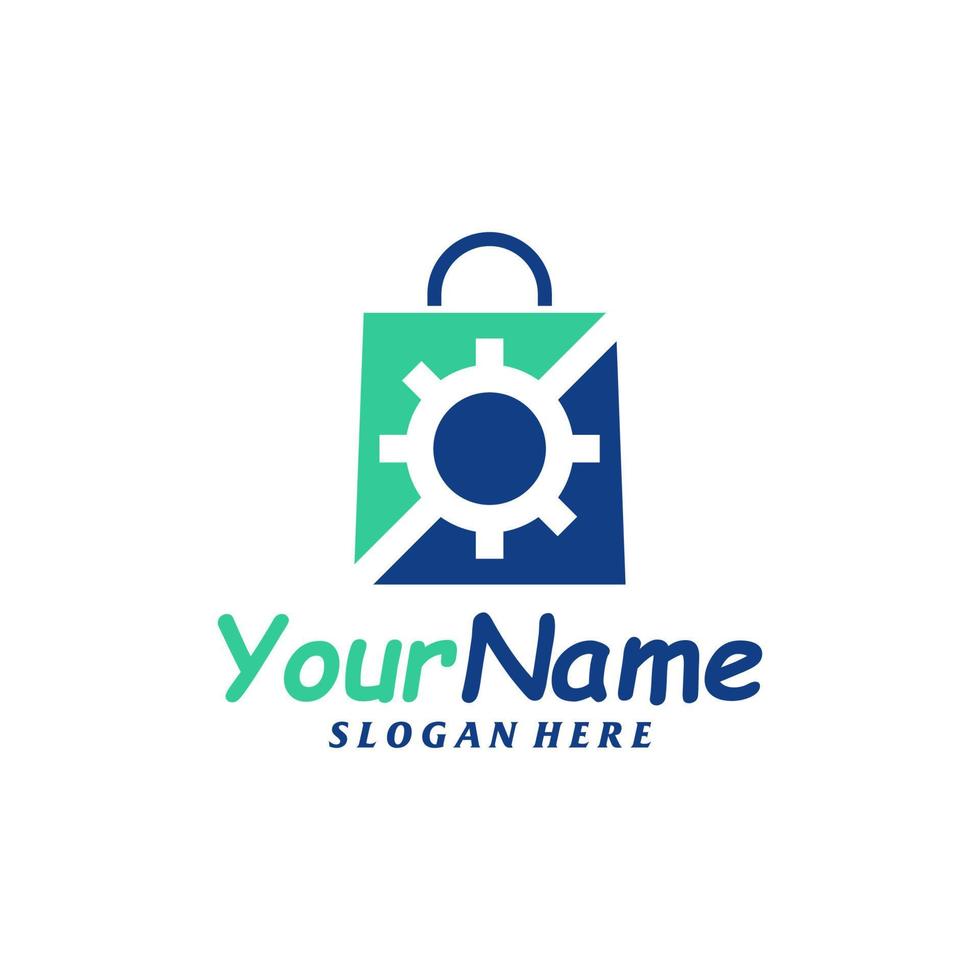 Shop Gear Logo Design Template. Shop logo concept vector. Creative Icon Symbol vector