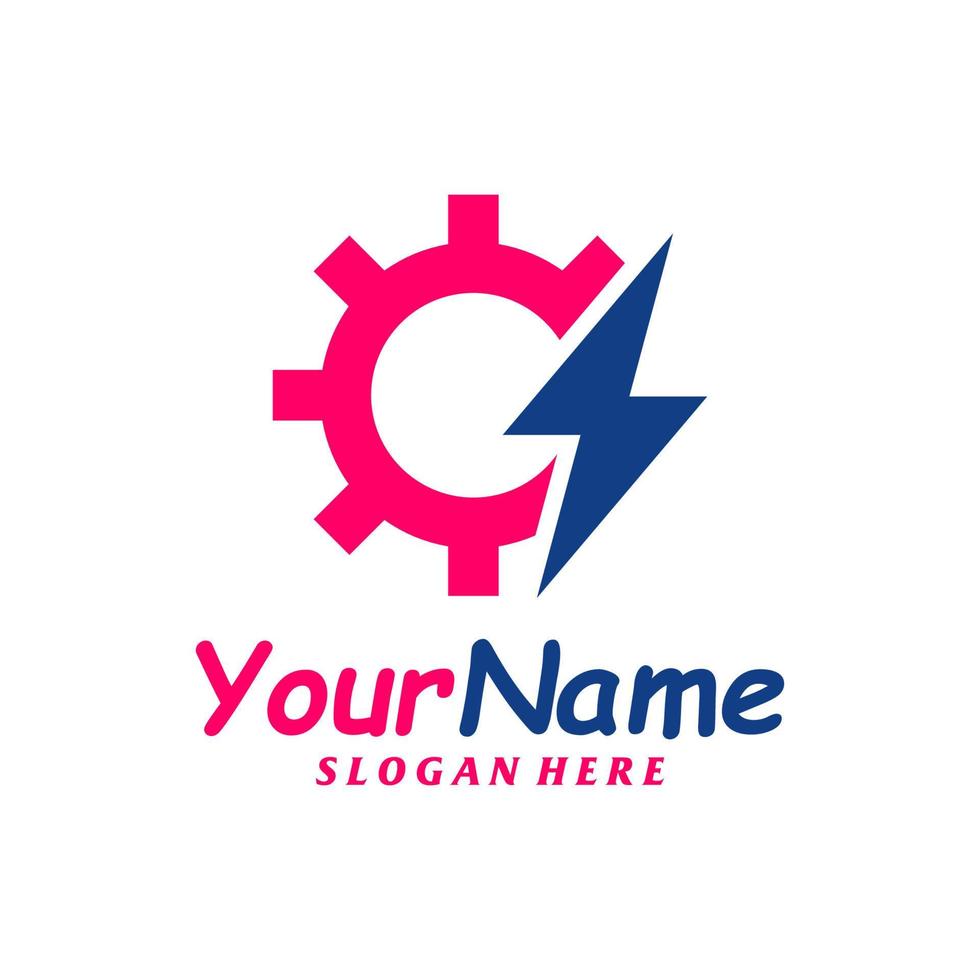 Thunder Gear Logo Design Template. Fast Gear logo concept vector. Creative Icon Symbol vector