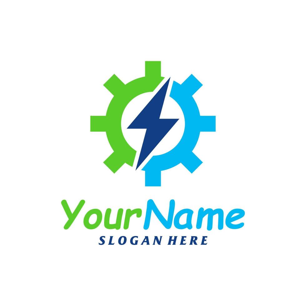 Thunder Gear Logo Design Template. Fast Gear logo concept vector. Creative Icon Symbol vector