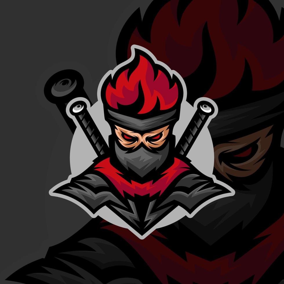 plantilla de vector de logotipo de esport de mascota ninja, conceptos creativos de diseño de logotipo de ninja